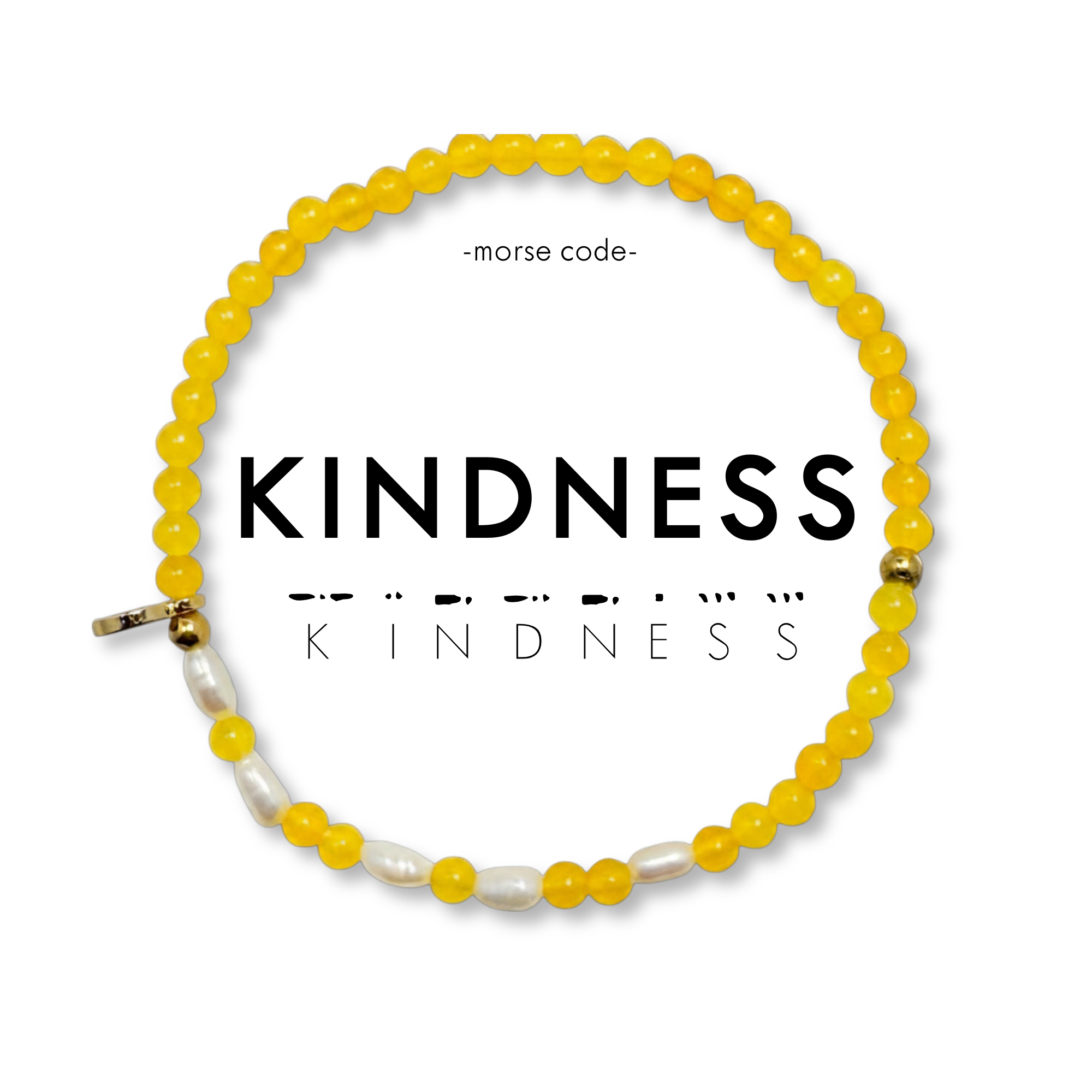 3mm Morse Code Pearl & Stone Bracelet | KINDNESS