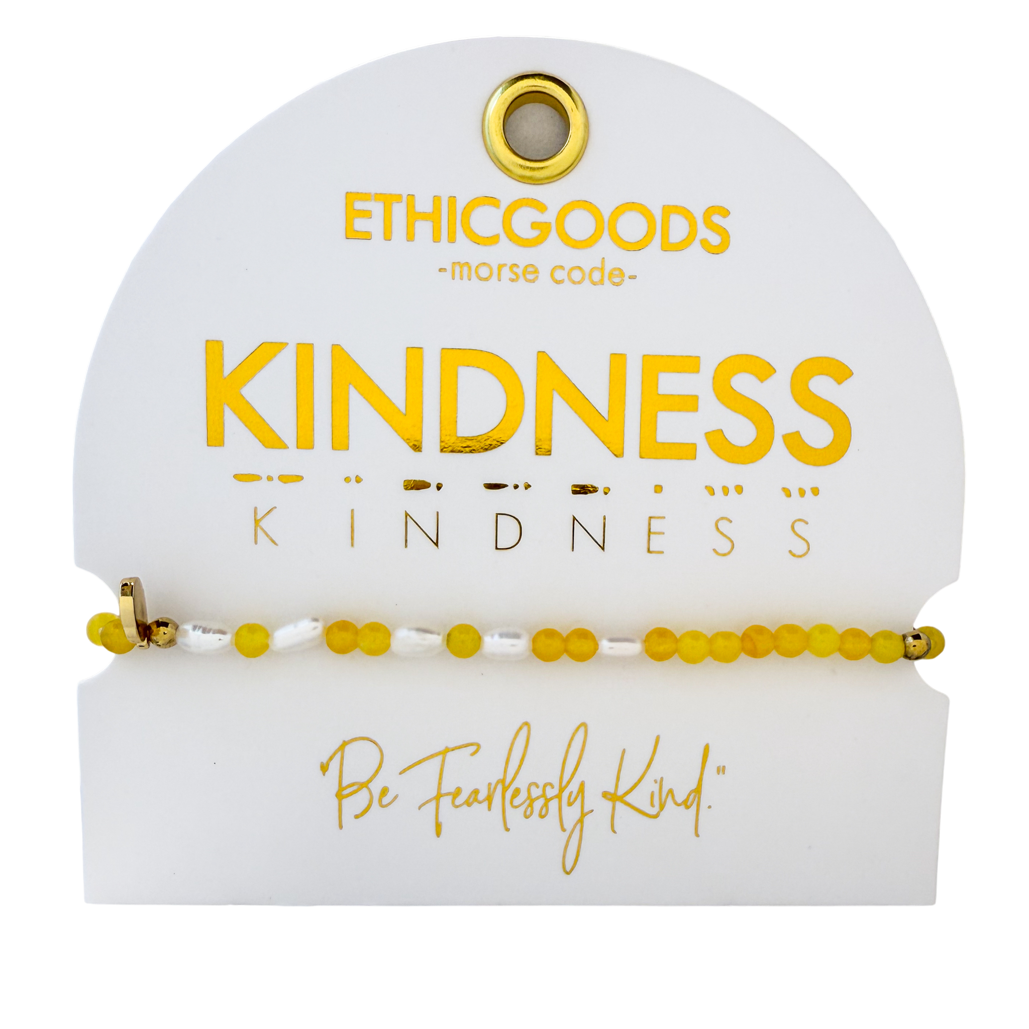 3mm Morse Code Pearl & Stone Bracelet | KINDNESS