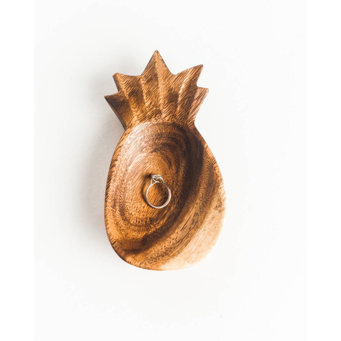 Acacia Wood Pineapple Trinket Dish