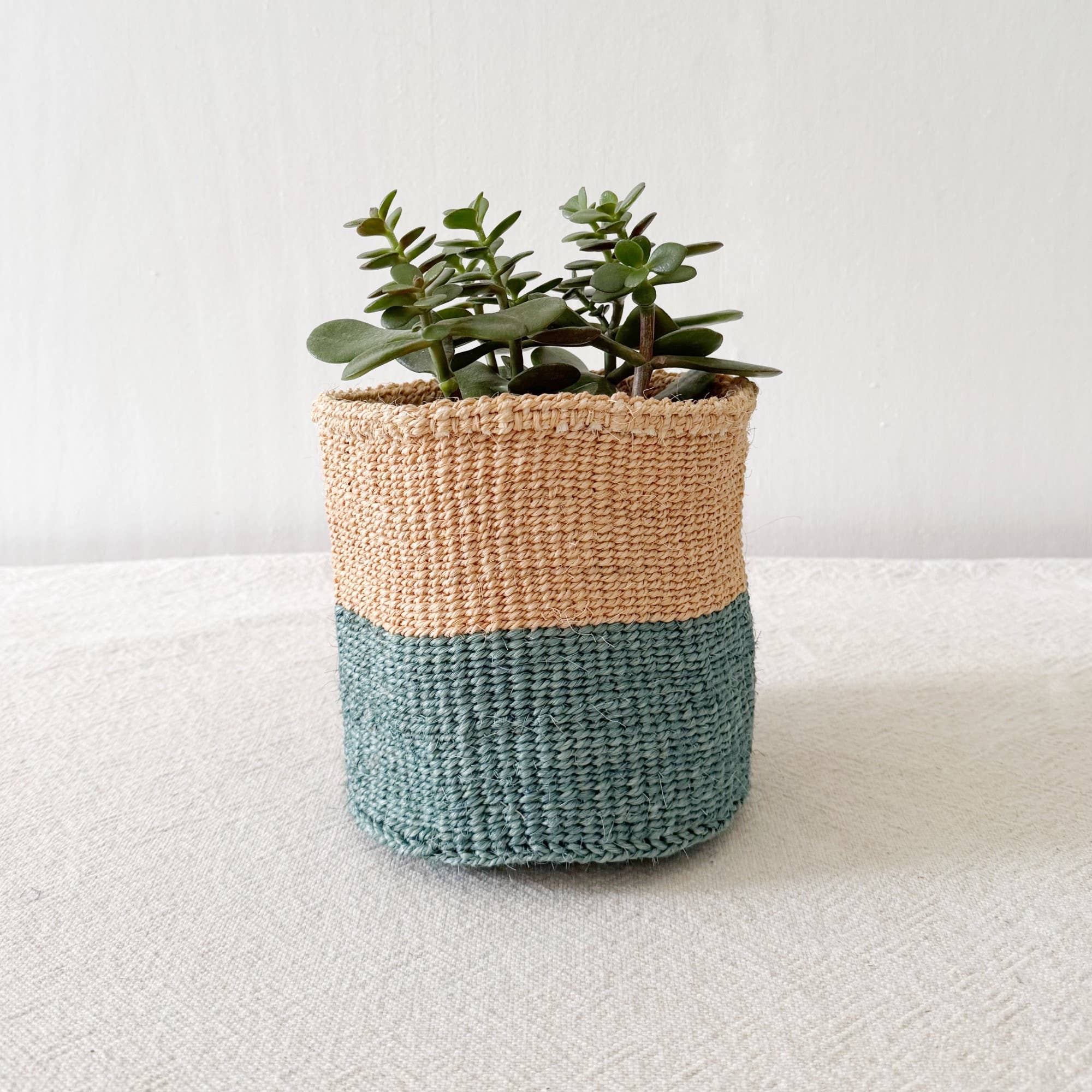 Aquamarine Sisal Basket (6”x 6”)