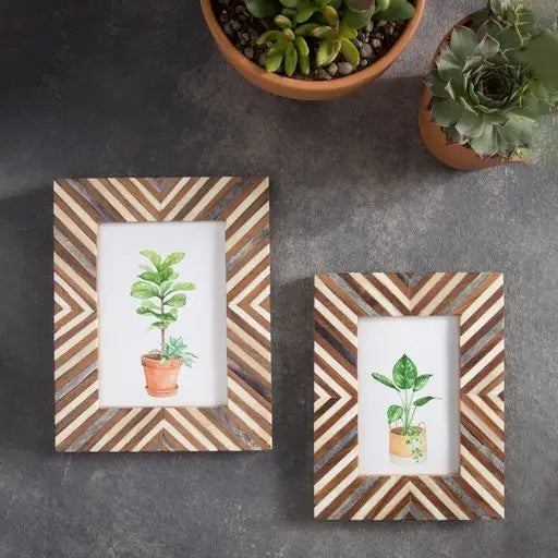 Banka Mundi Frame - Brown & White- Assorted Sizes- Sold Individually