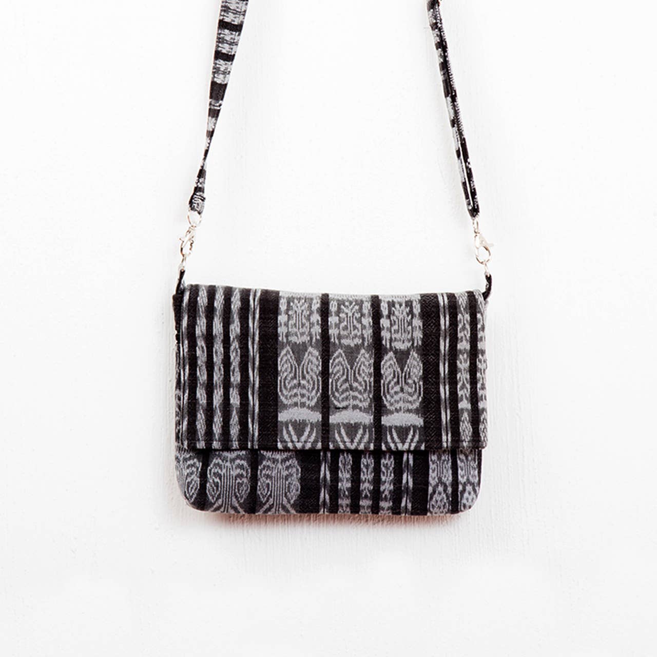 Black & White Ikat Crossbody Bag