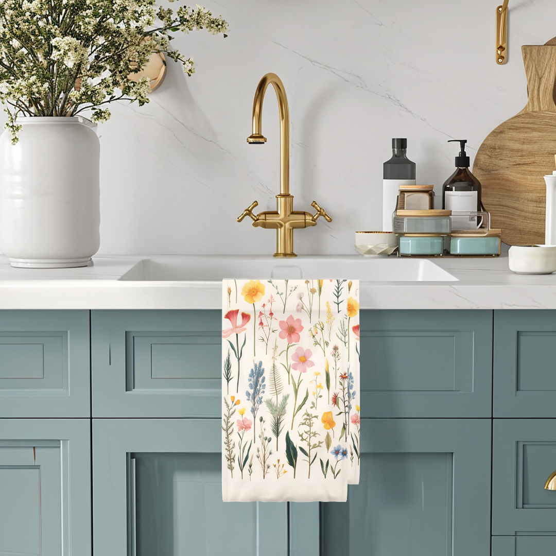 Botanical Wildflower Recycled Microfiber Waffle Tea Towel