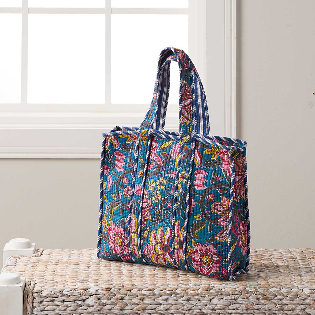 Bright Flowers Quilted Tote