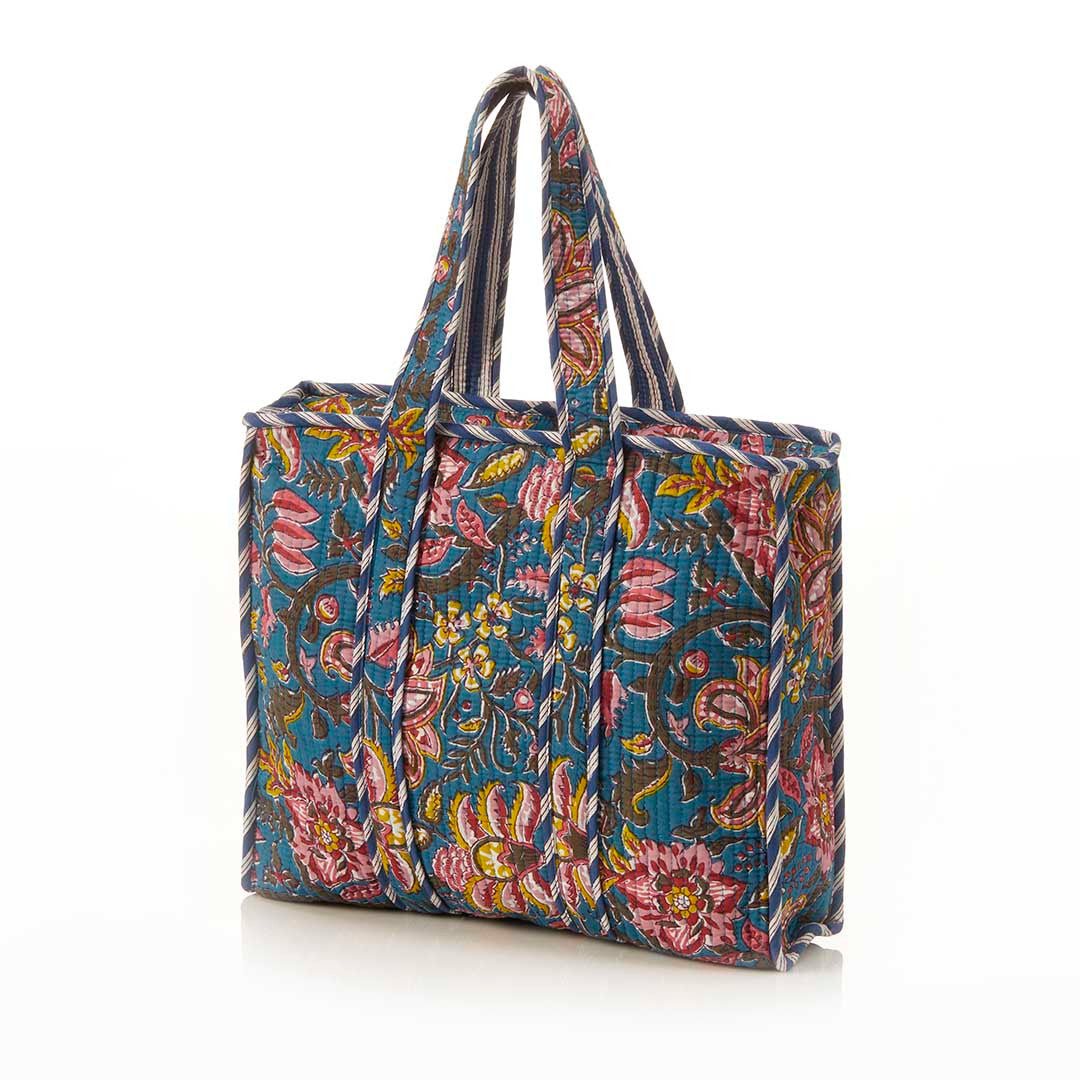 Bright Flowers Quilted Tote