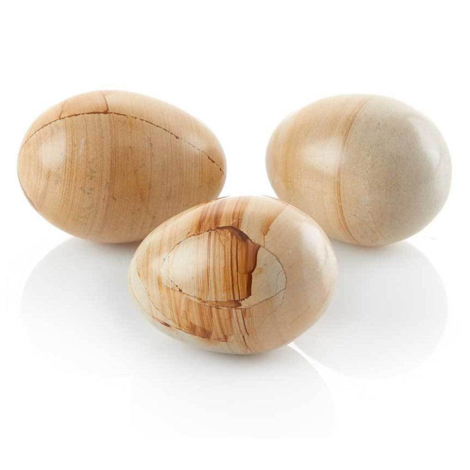 Burma Teak Stone Egg- Sold Individually - Assorted Patterns (*Local Pickup/Local Delivery Only)