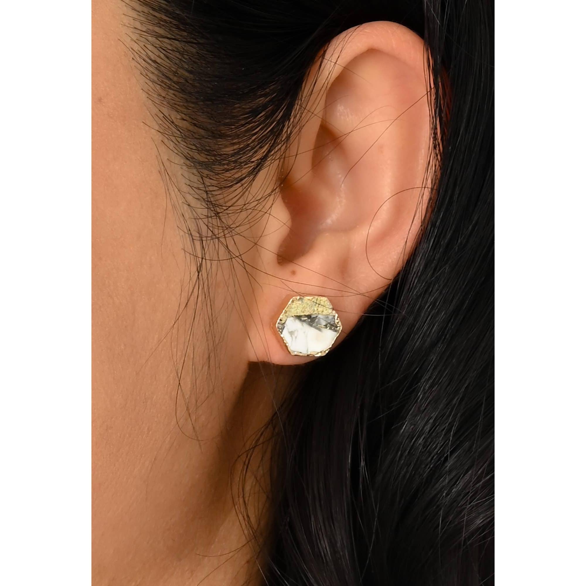 Canopy Stud Earrings – White Turquoise