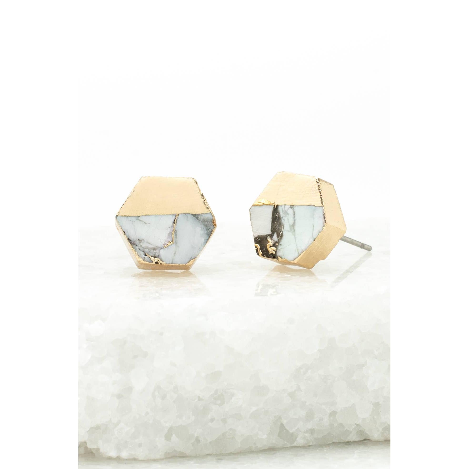 Canopy Stud Earrings – White Turquoise