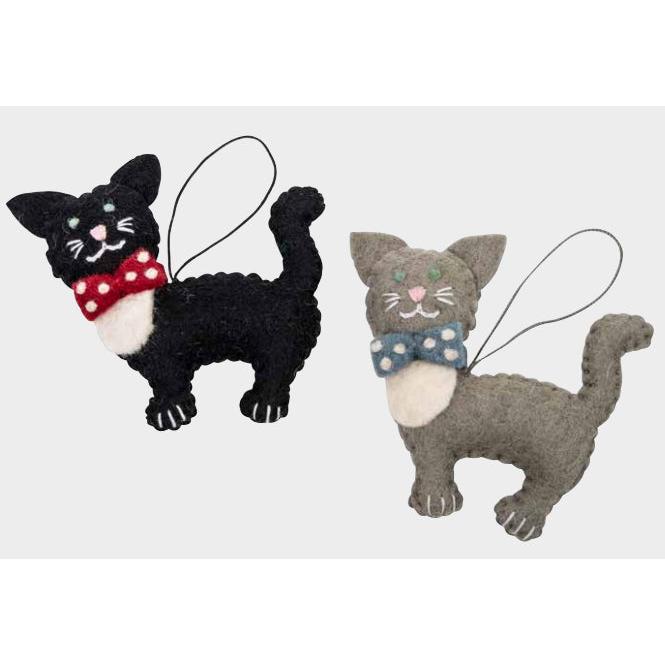 Cat with Bow Ornament -Assorted Colors- Sold Individually