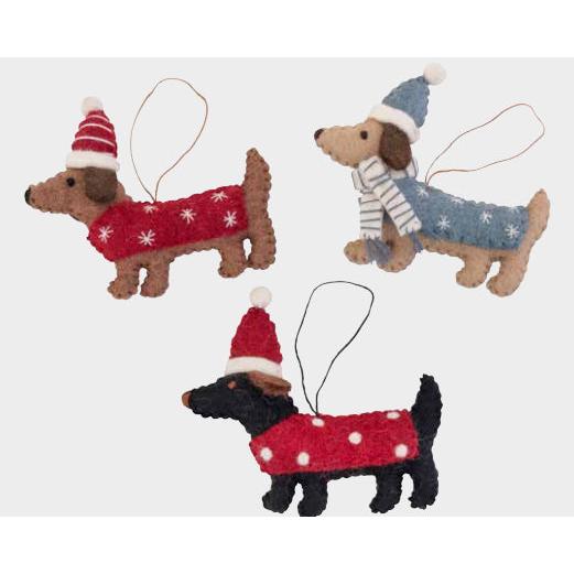 Dachshund in Winter Gear Ornament- Assorted Colors- Sold Individually