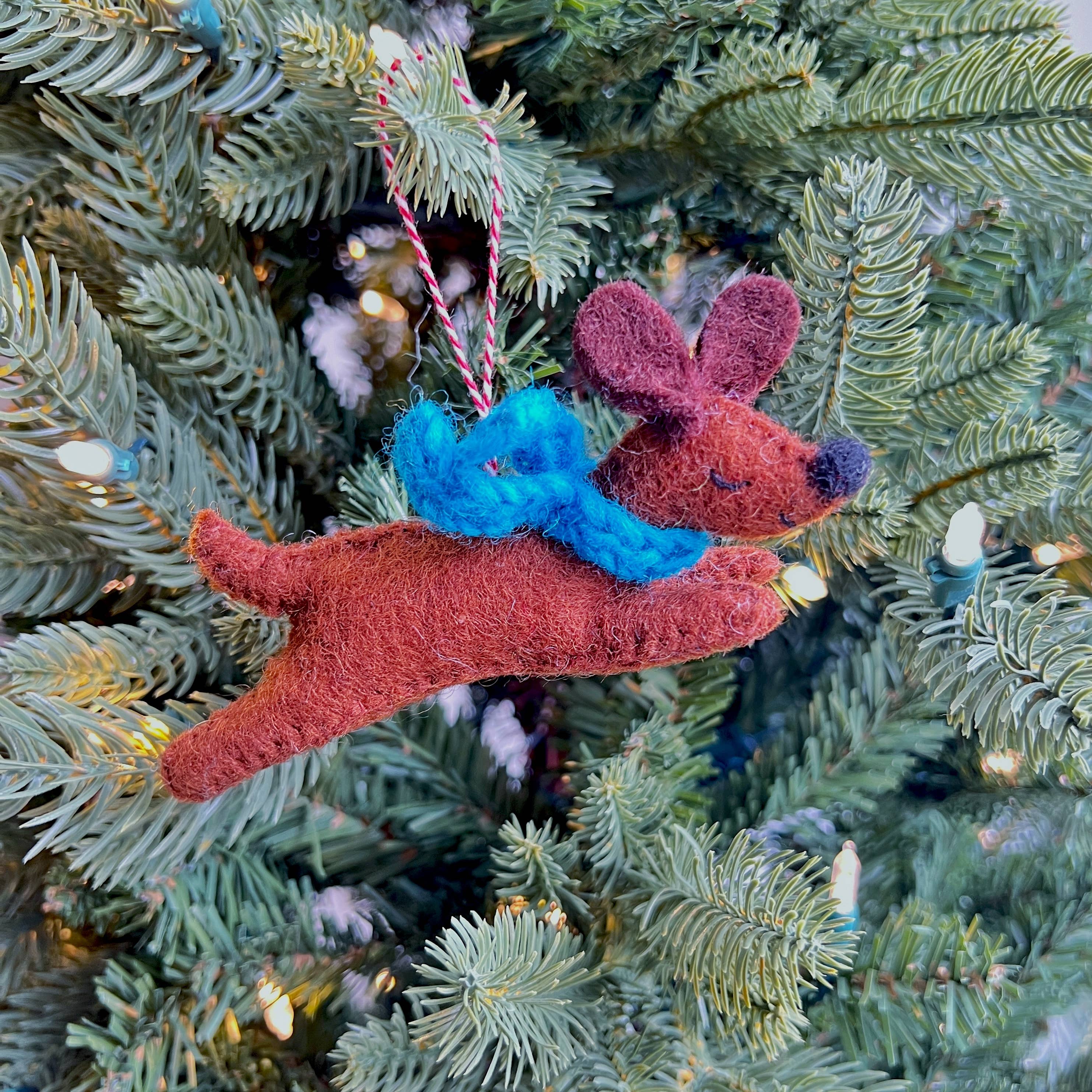 Dog Jumping Felt Wool Ornament