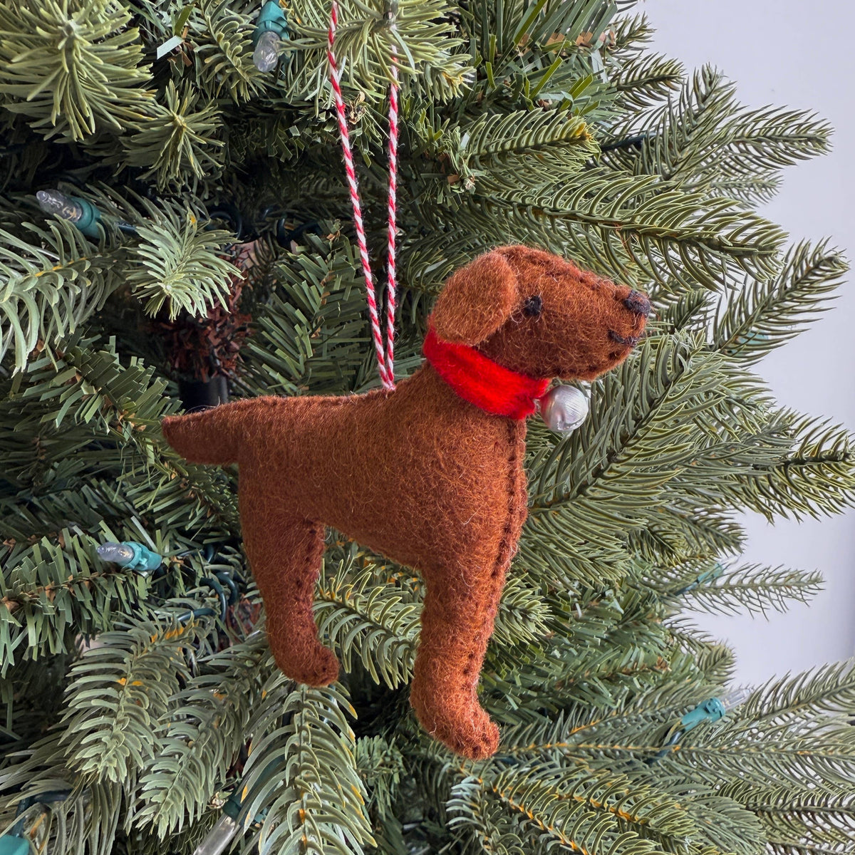 Dog with Bell Felt Wool Ornament