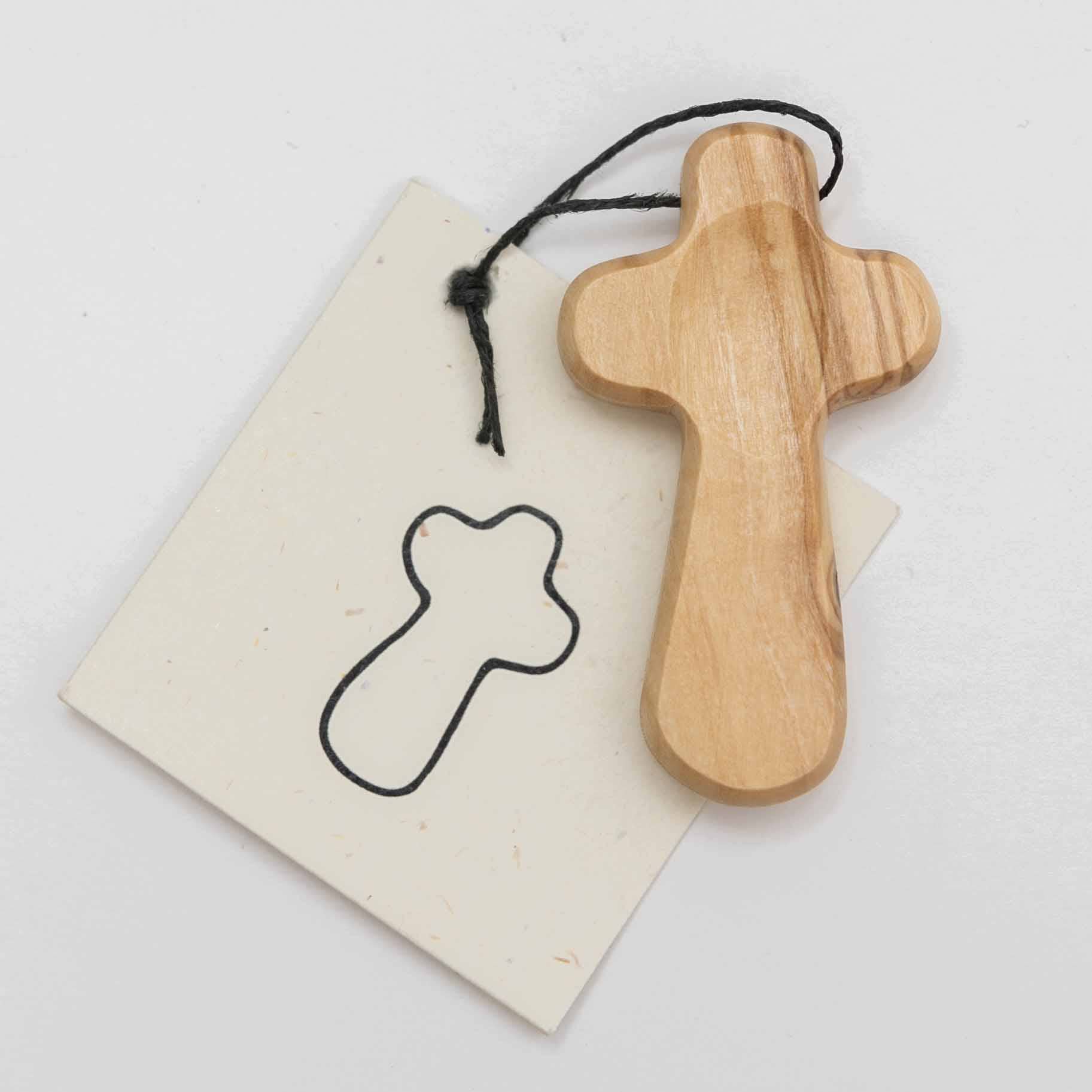 Duea Olive Wood Pocket Prayer Cross- Sold Individually