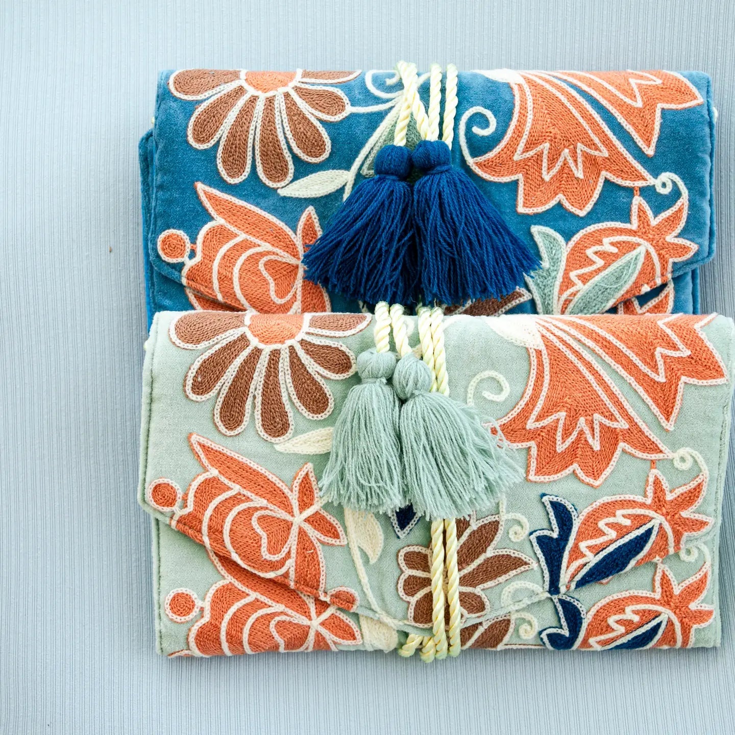 Embroidered Velvet Jewelry Organizer-Assorted Colors- Sold Individually