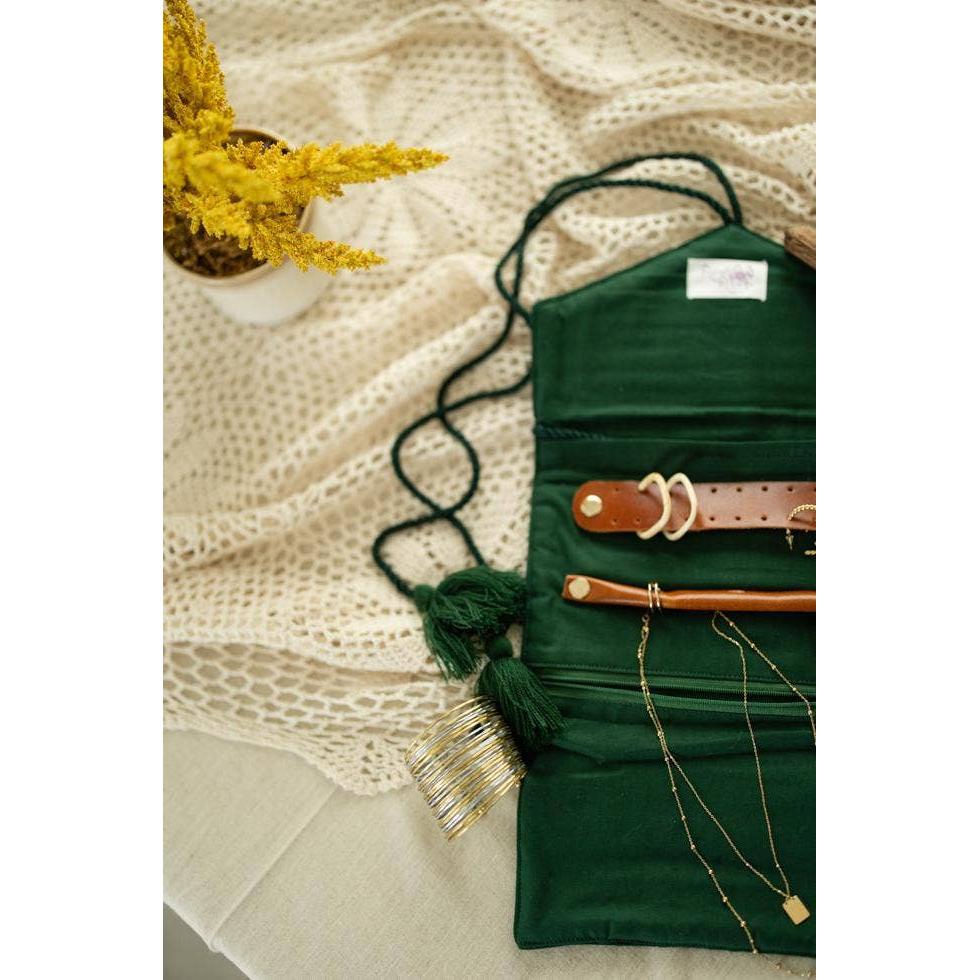 Emerald Velvet Jewelry Roll