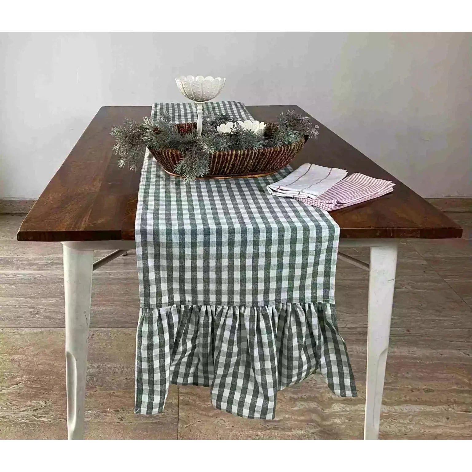 Evergreen Gingham Table Runner