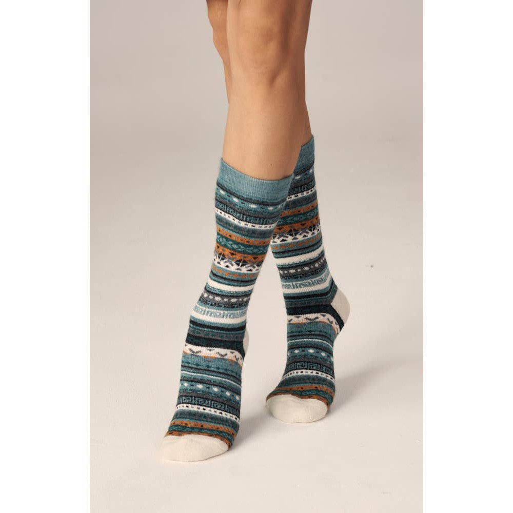 Fair Isle Alpaca Socks - Assorted Colors/Assorted Sizes- Sold Individually