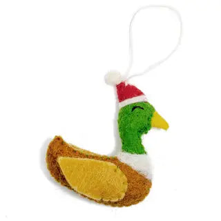 Felt Farm Animal Santa Hat Ornament