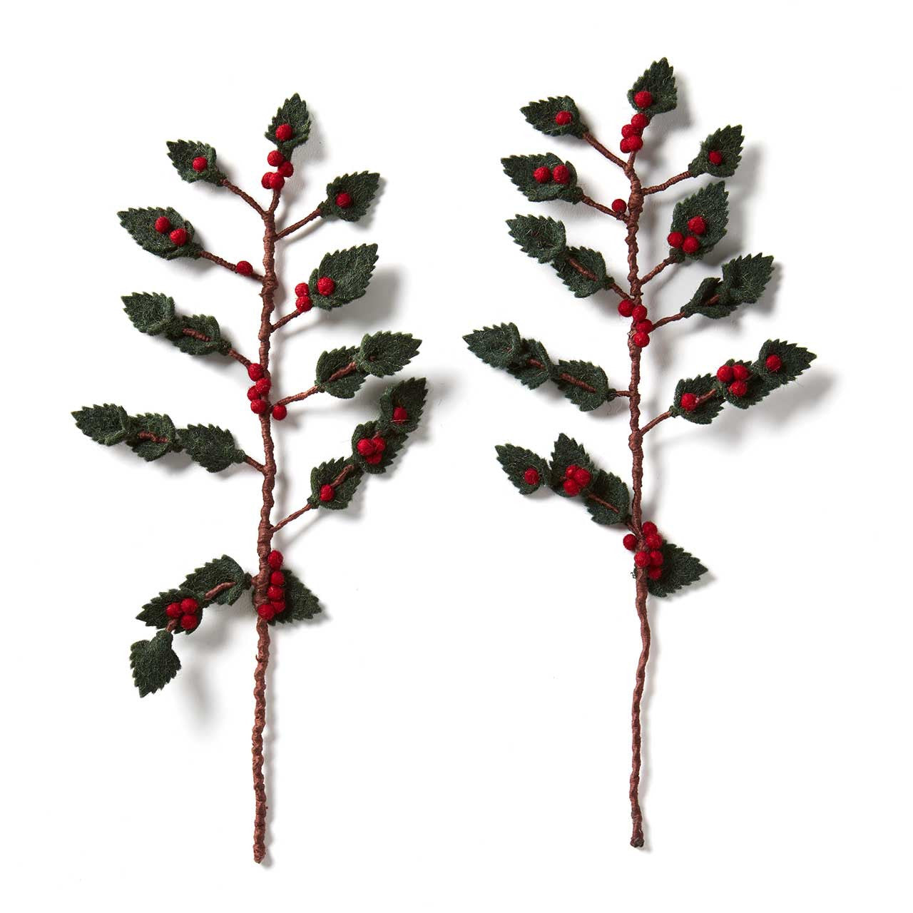 Felt Holly Branch- Sold Individually