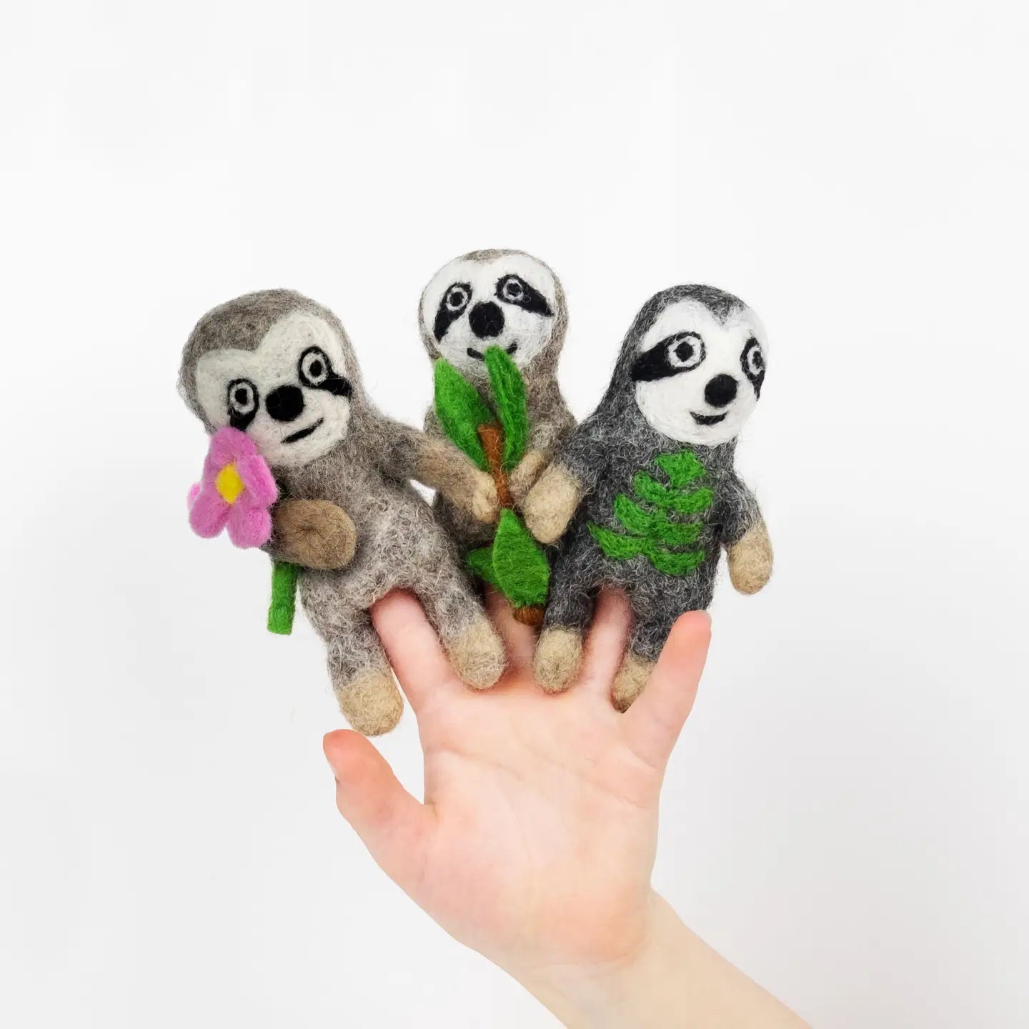 Felt Sloth Finger Puppet- Assorted Styles- Sold Individually