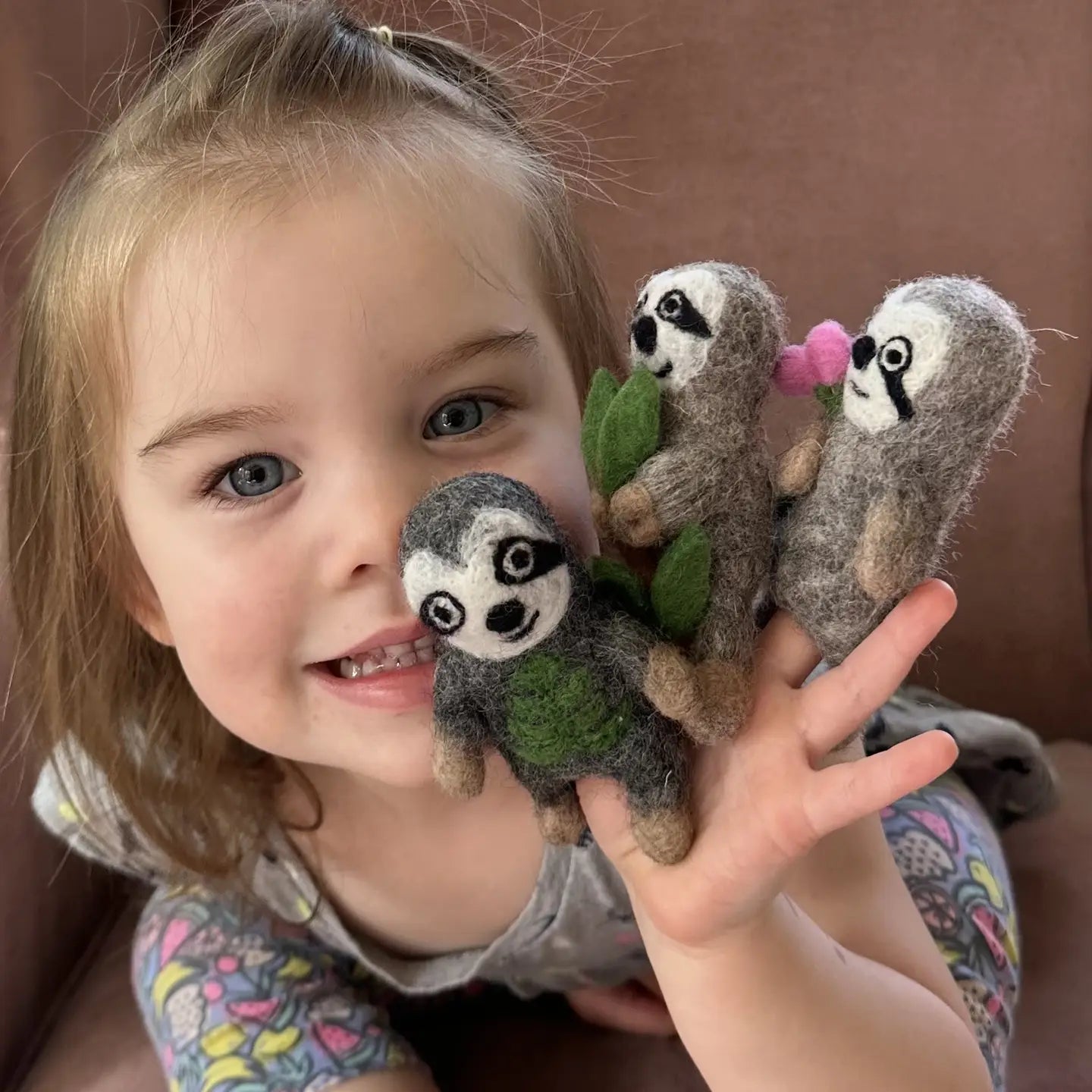 Felt Sloth Finger Puppet- Assorted Styles- Sold Individually