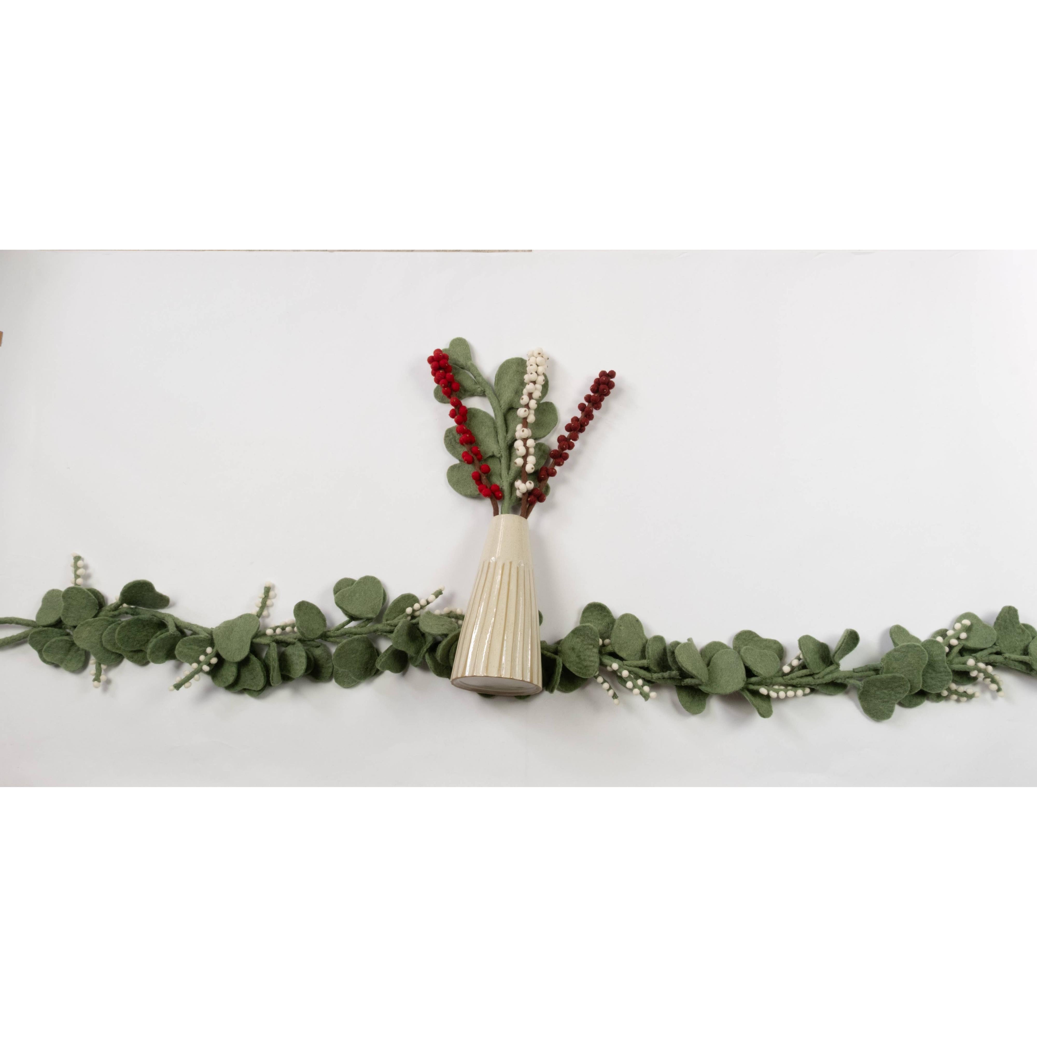 Felt Winterberry Ilex Stem- Assorted Colors- Sold Individually
