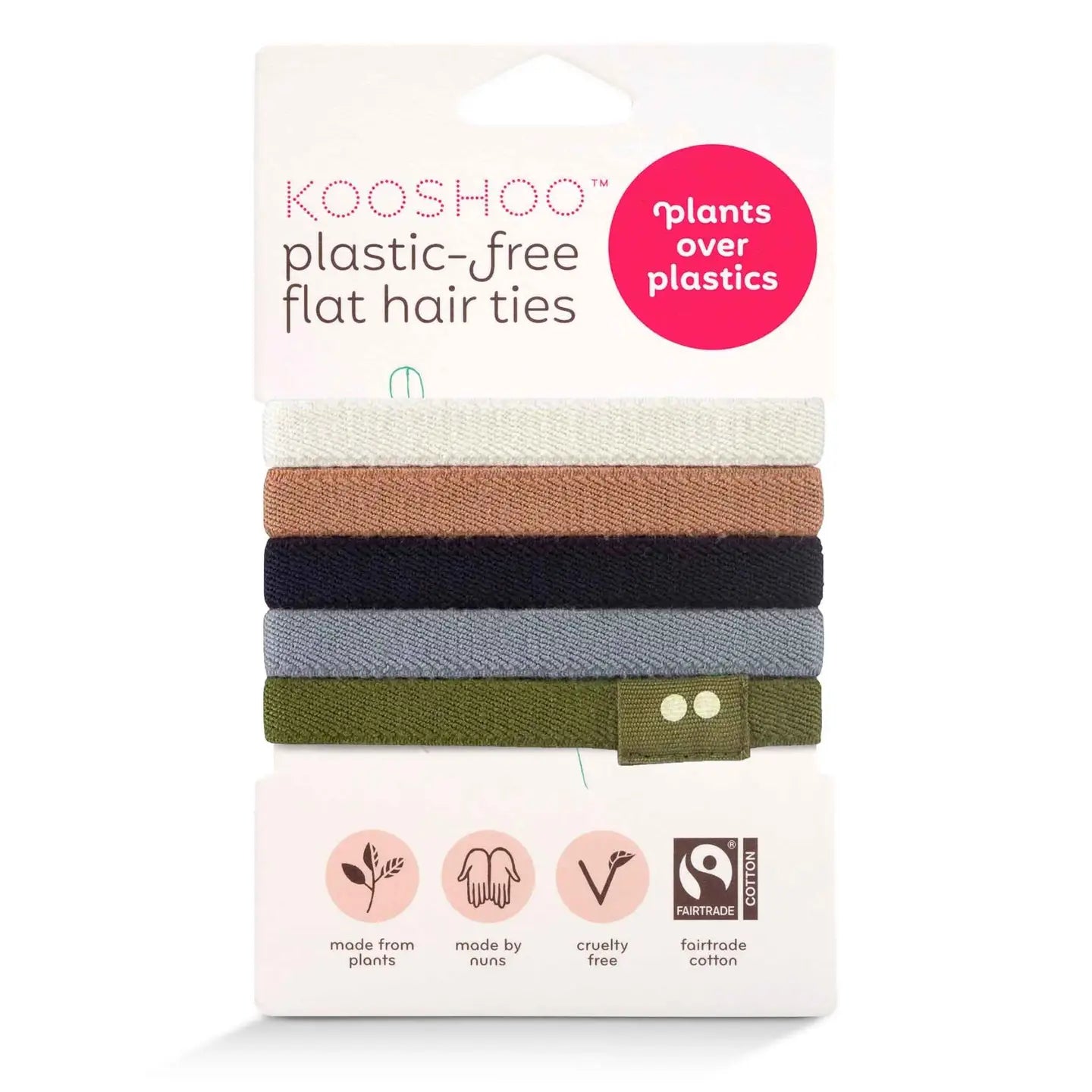 Flat Hair Ties- 5 Pack- Assorted Colors