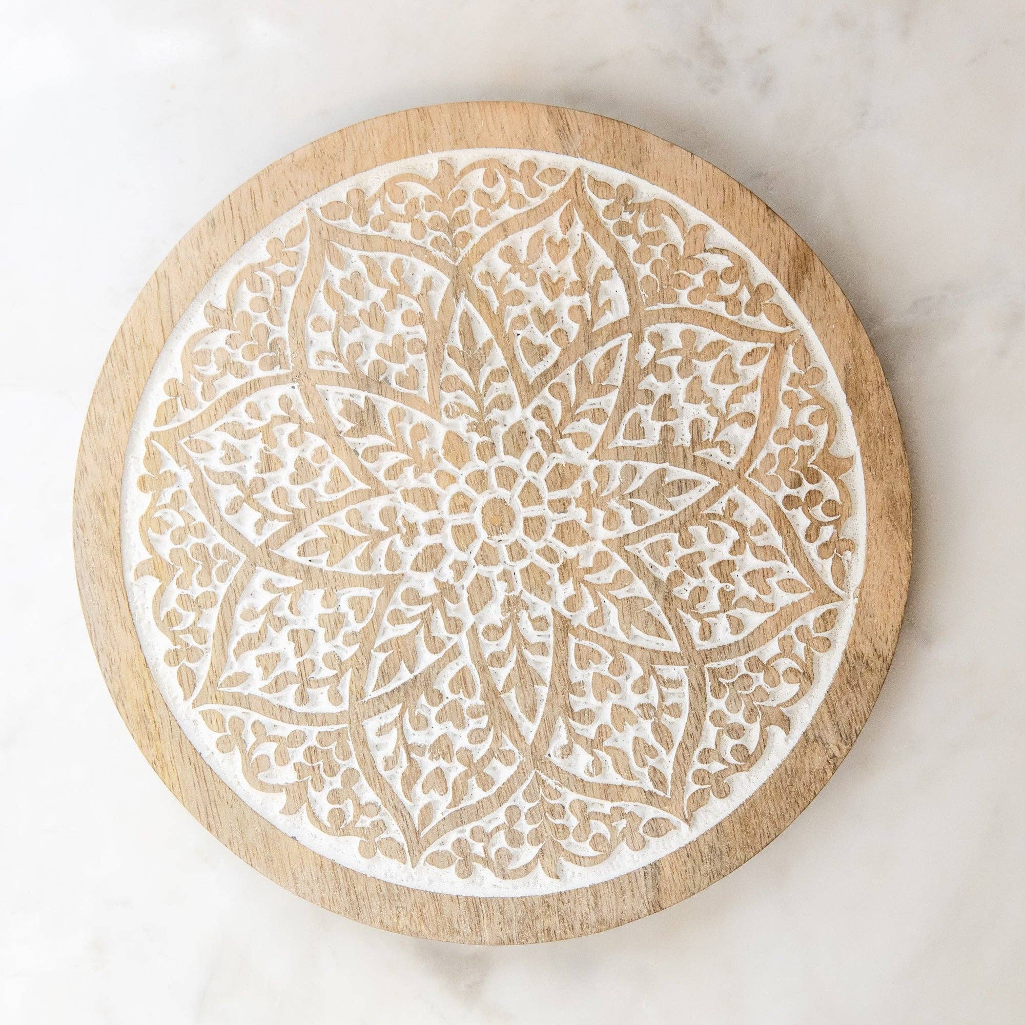 Floral Mandala Whitewash Trivet