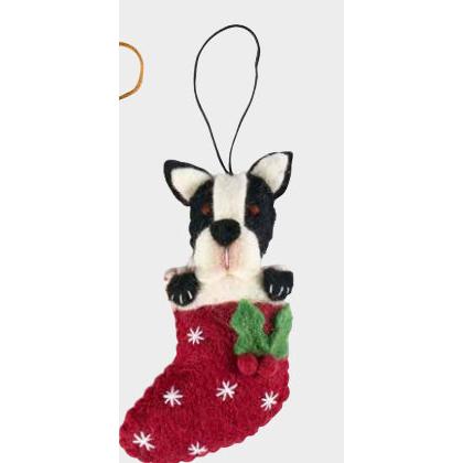 French Bulldog in Stocking Ornament