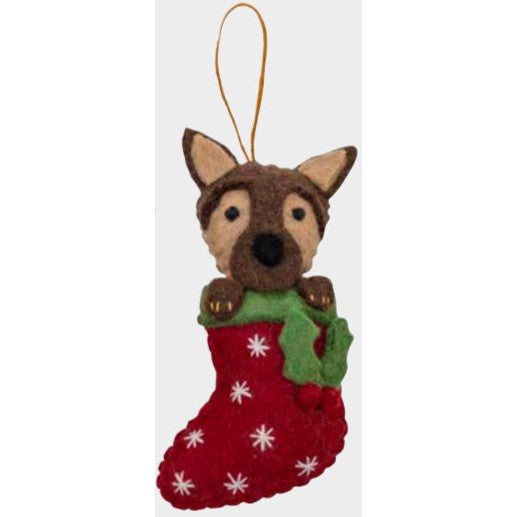 German Shepherd in Stocking Ornament