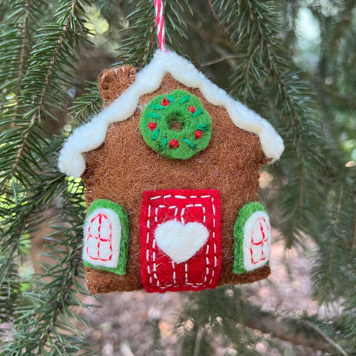 Gingerbread House Felt Wool Ornament