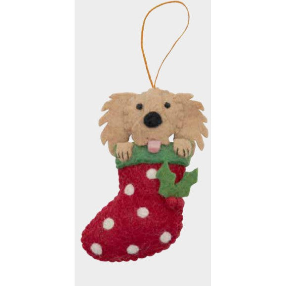 Golden Retriever in Stocking Ornament