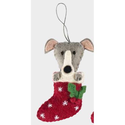 Greyhound in Stocking Ornament
