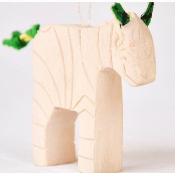 Hand Carved Animal Ornament - Zebra