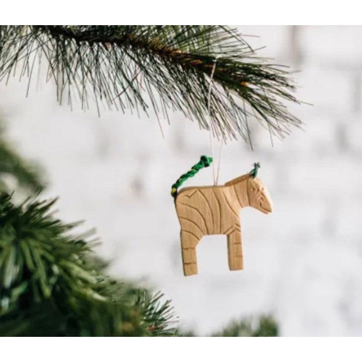 Hand Carved Animal Ornament - Zebra