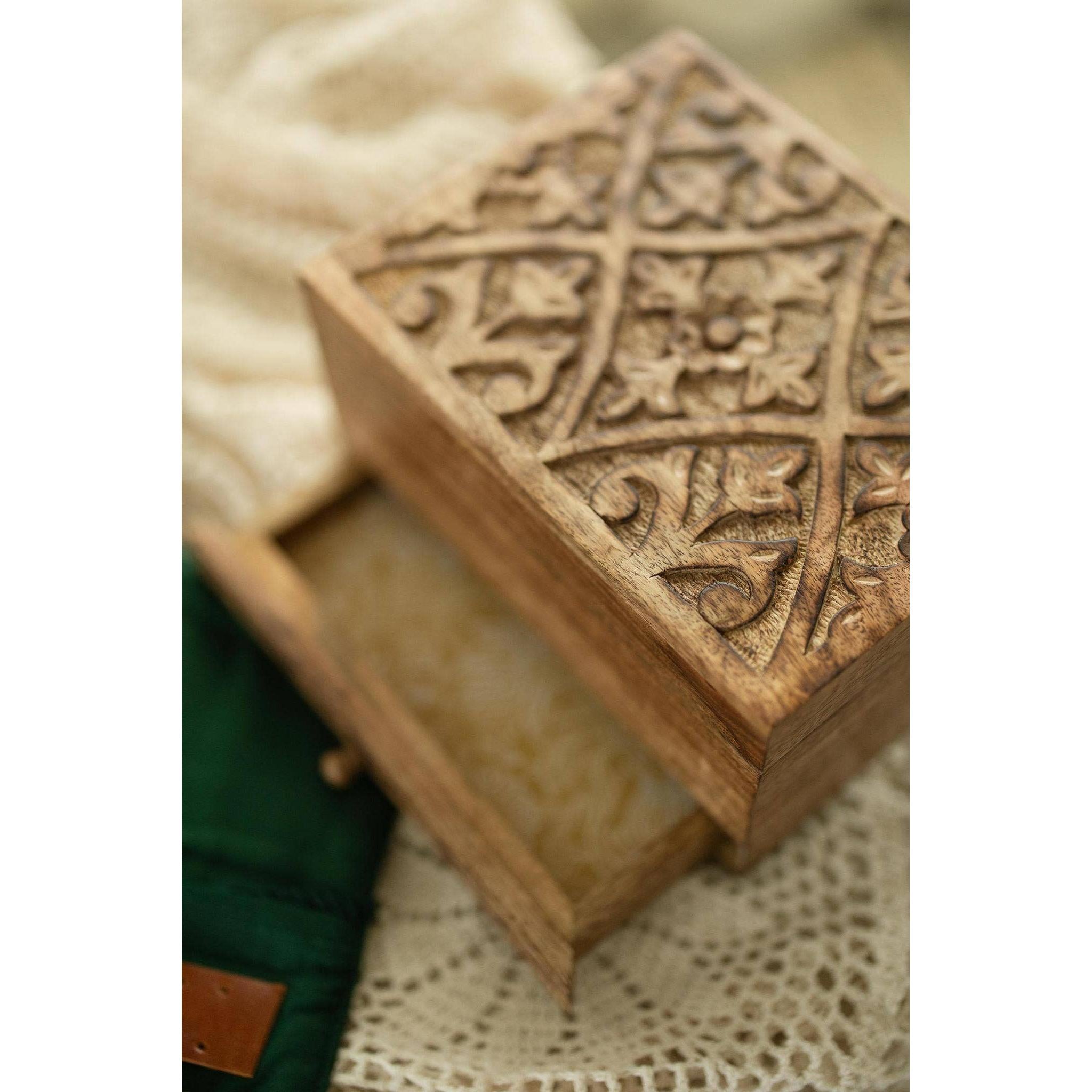 Hand-carved Mango Wood Jewelry Box (*Local Pickup/Local Delivery Only)