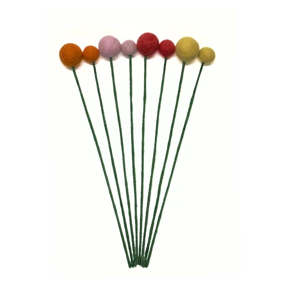 Handmade Felt Ball Flower- Assorted Colors- Assorted Sizes- Sold Individually