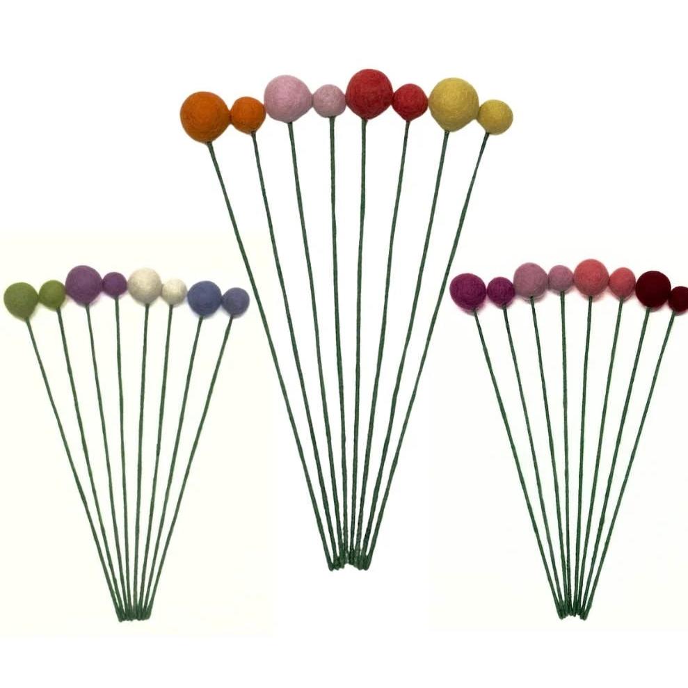 Handmade Felt Ball Flower- Assorted Colors- Assorted Sizes- Sold Individually