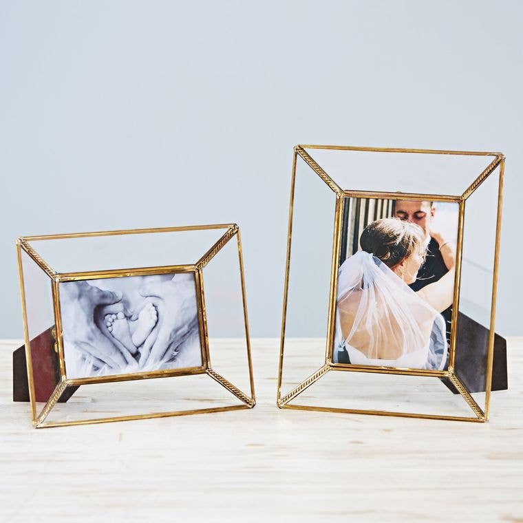 Handmade Recycled Glass And Metal Photo Frame with Stand- Assorted Sizes- Sold Individually