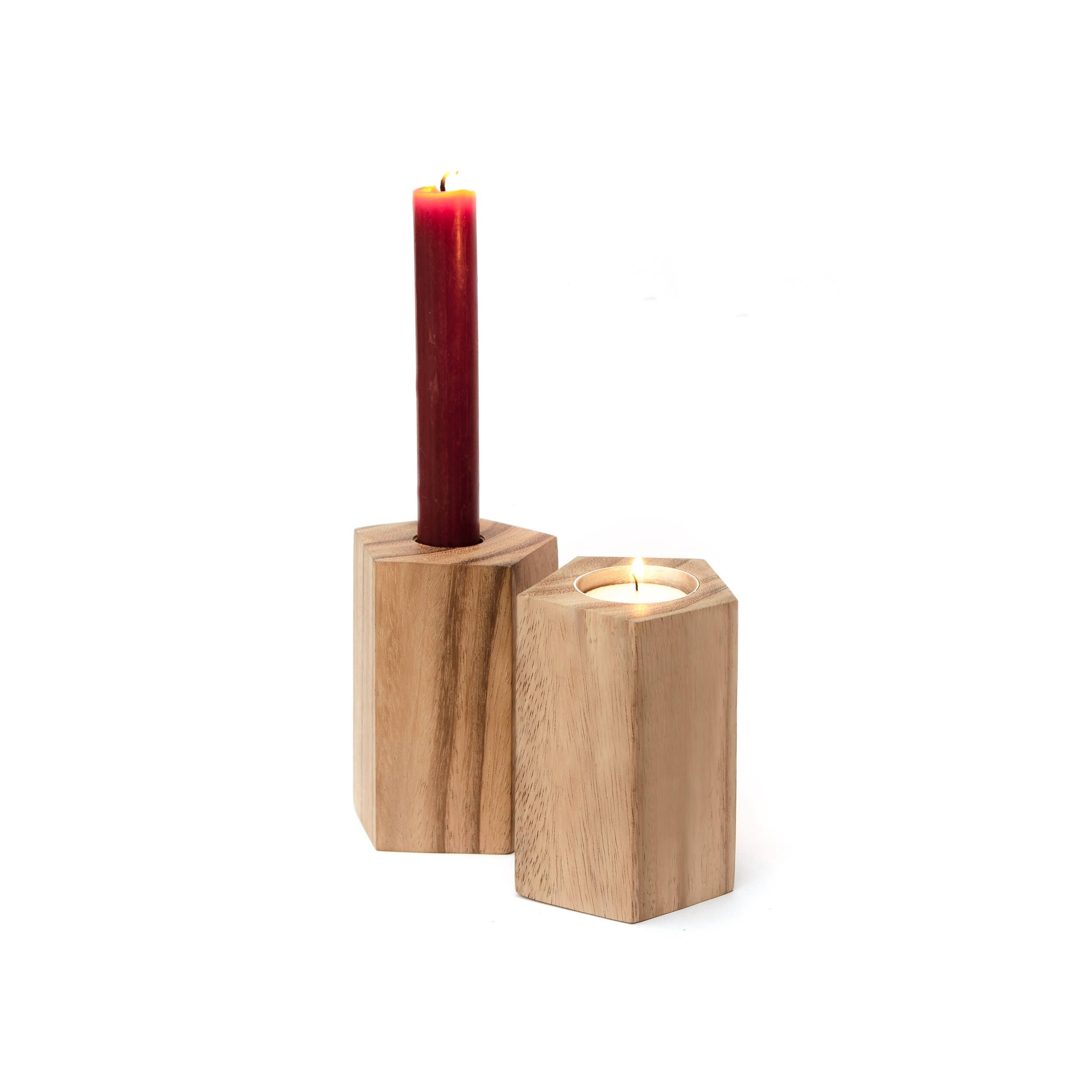 Hexagon Wooden Candle Holder -Assorted Sizes/Sold Individually