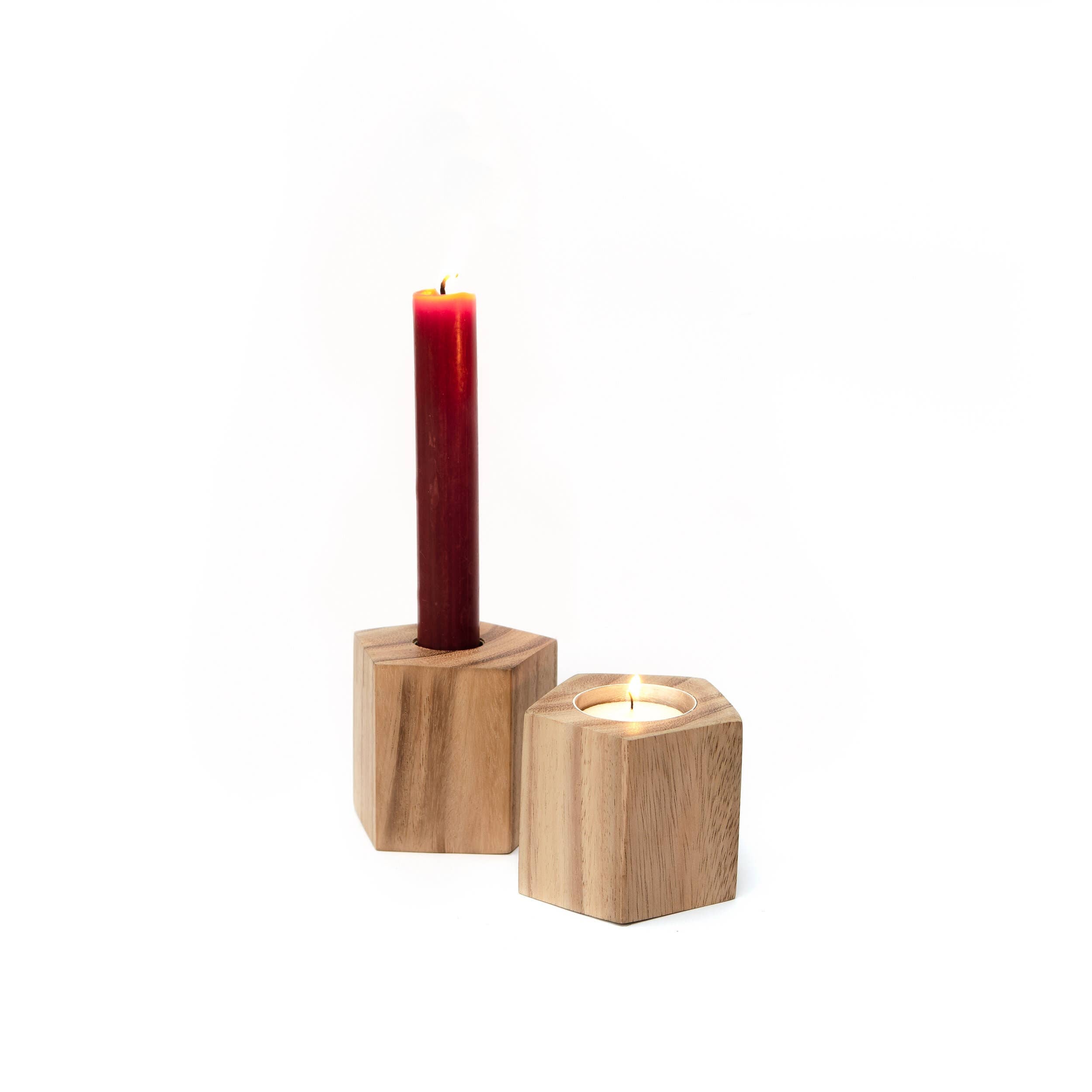 Hexagon Wooden Candle Holder -Assorted Sizes/Sold Individually