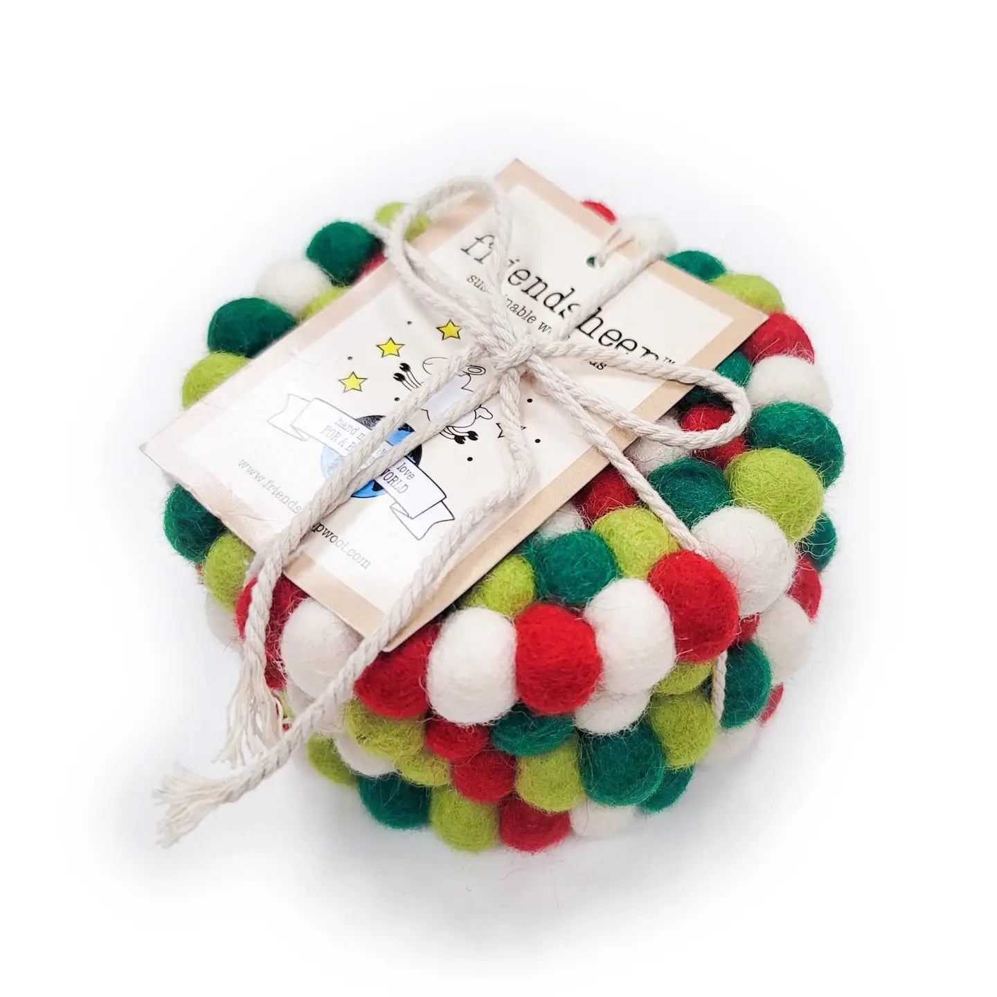 Holiday Eco Coasters-Set of 4- Assorted Colors