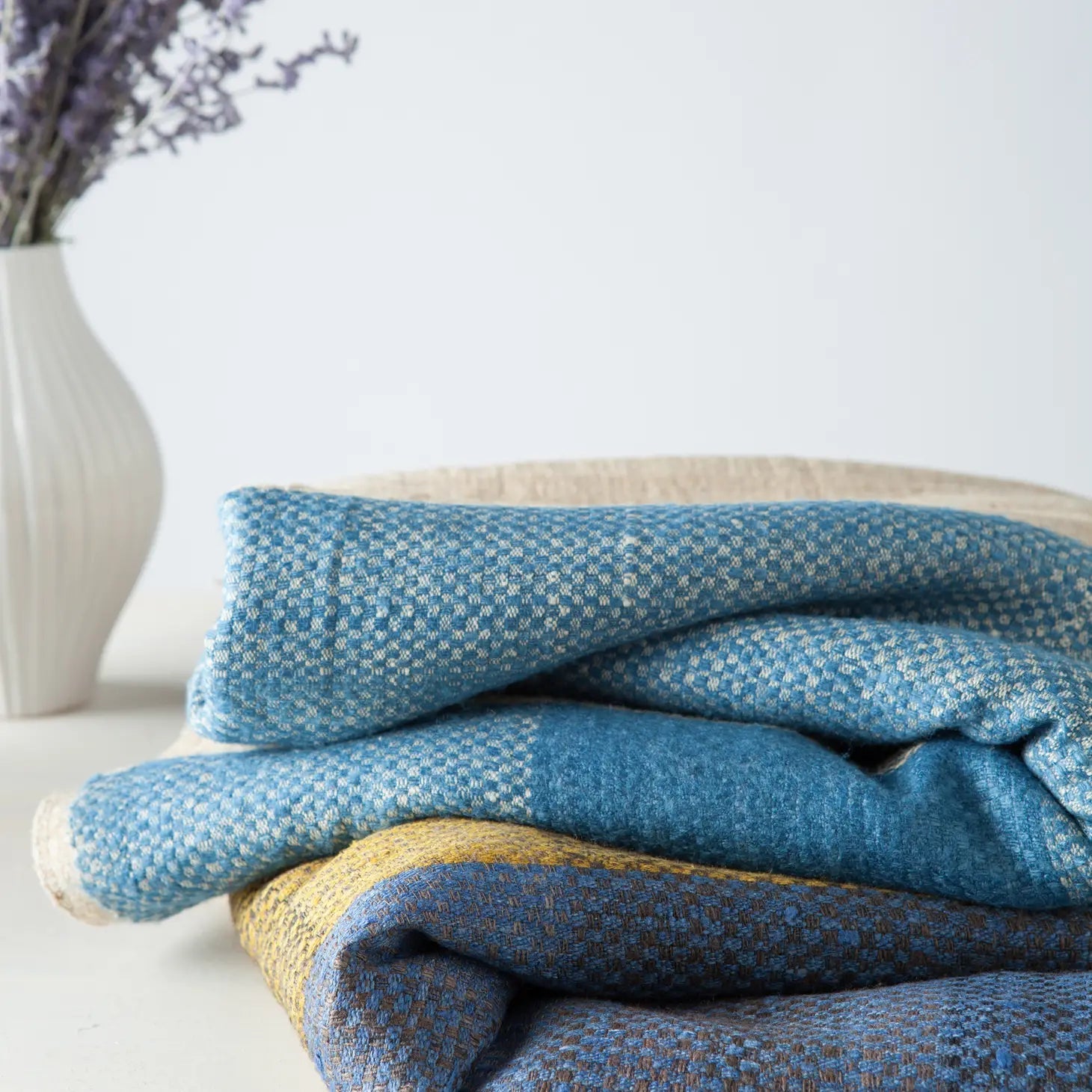 Indigo Border Throw, Cruelty-free Silk with Natural Dyes