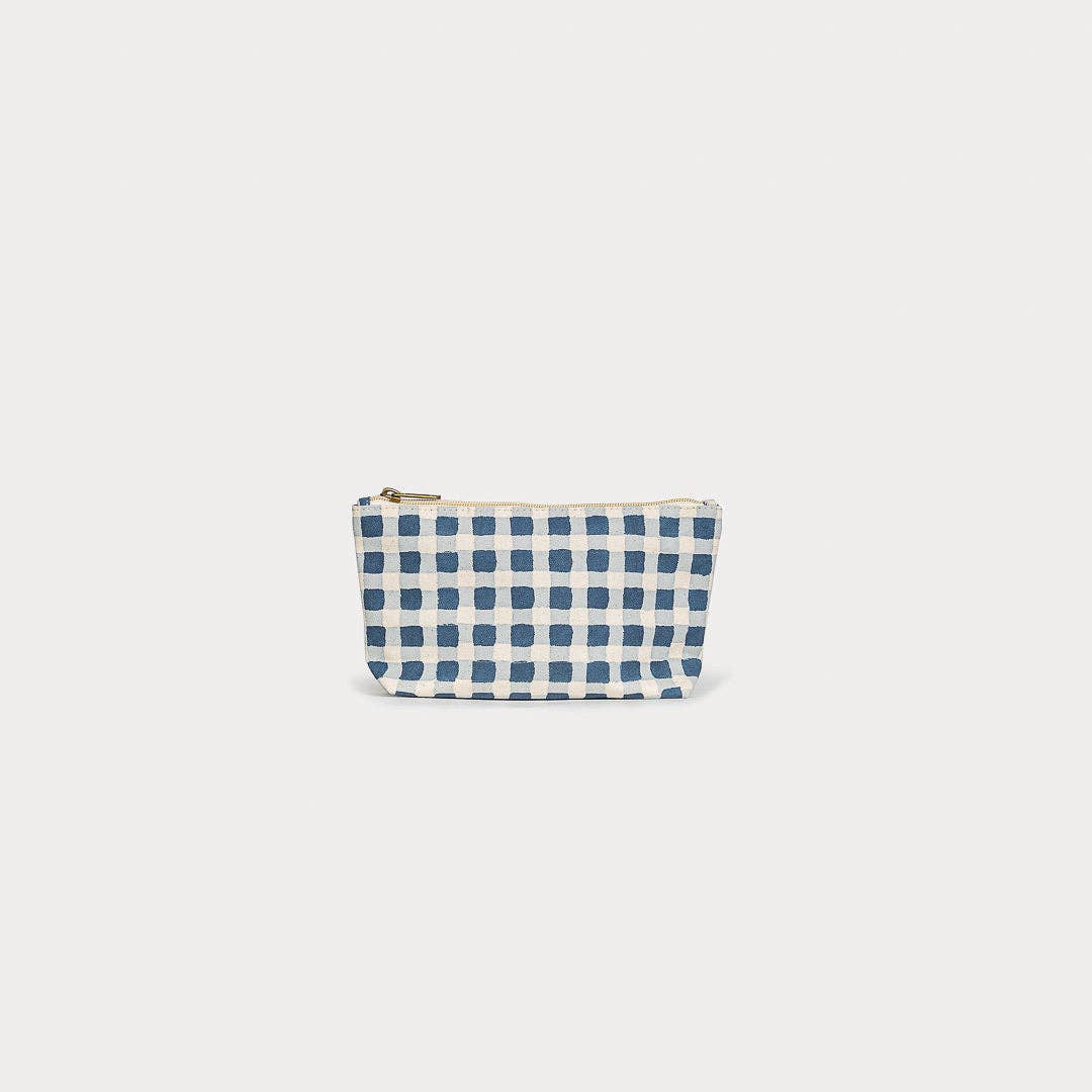 Indigo Gingham Waterproof Pouch- Assorted Sizes