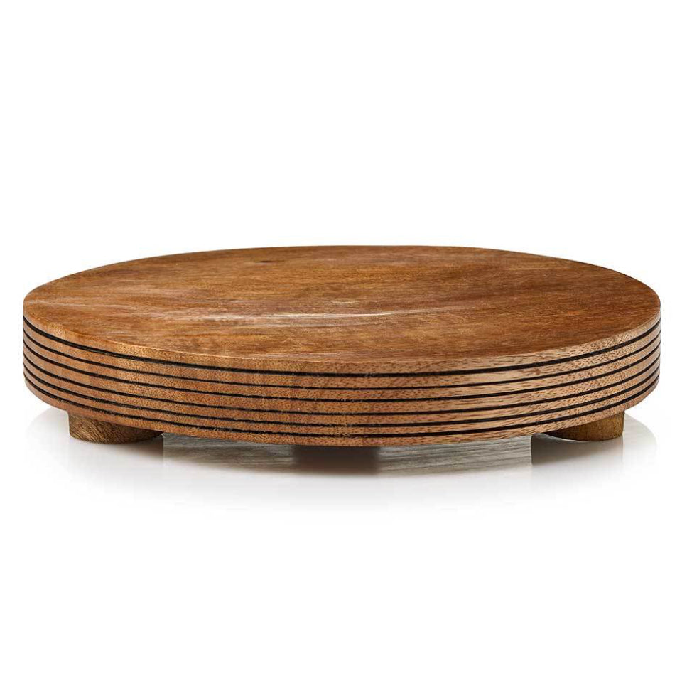 Kaala Ribbed Mango Wood Footed Serving Board