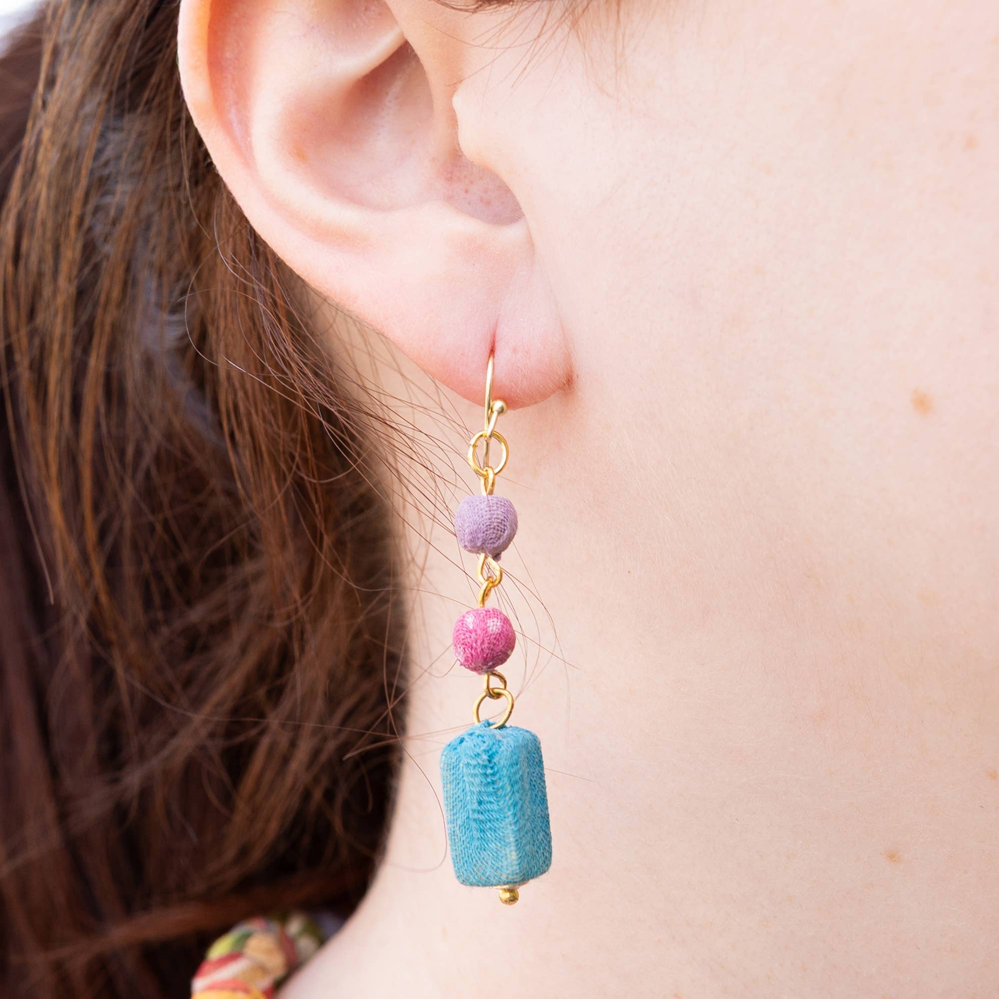 Kantha Fluid Rectangle Earring