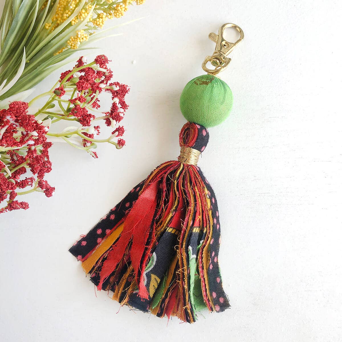 Kantha Tassel Bag Clip