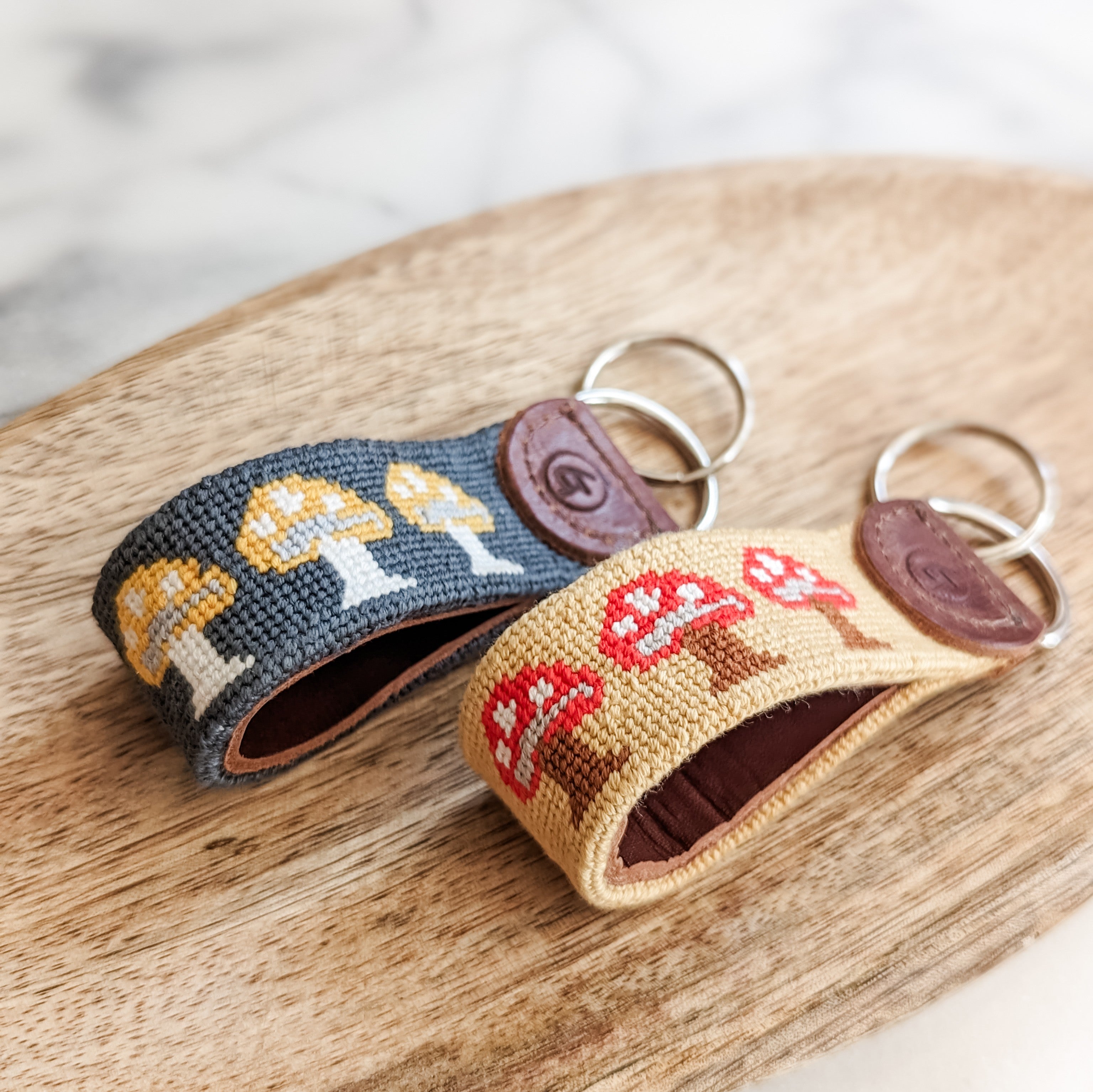 Kennett Square Mushroom Needlepoint Keychain