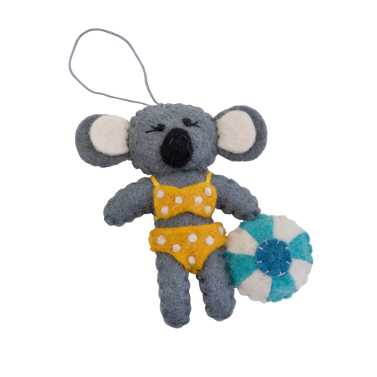 Koala in Bikini with Ball Ornament