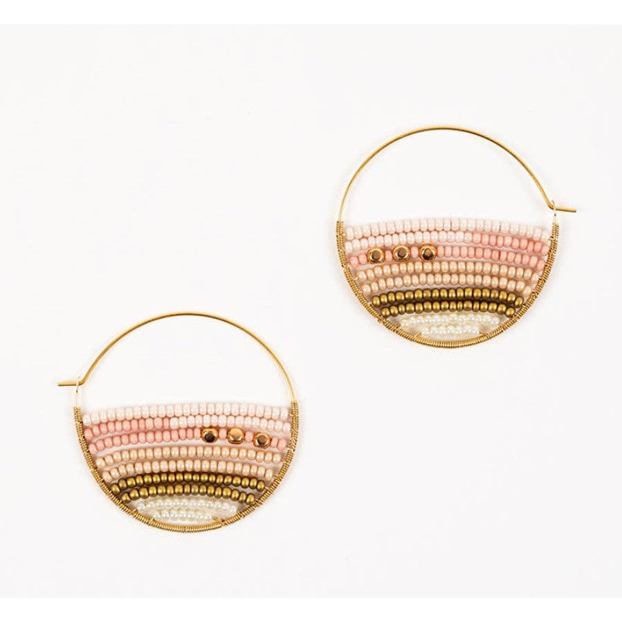 Layered Stripes Bead Hoop Earrings- Assorted Colors